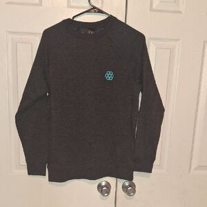 Dark Gray Sweatshirt with Blue Embroidery